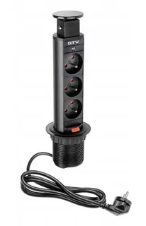 Stolný predlžovací kábel Ø 60 od výrobcu GTV 3x zásuvka s uzemnením (AE-BPW3U60-20) bez USB